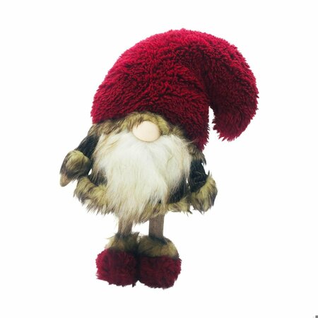 HOMEROOTS 15.5 x 7.25 x 9.62 in. Big Red Fur Hat Cheetah Coat Gnome 399319